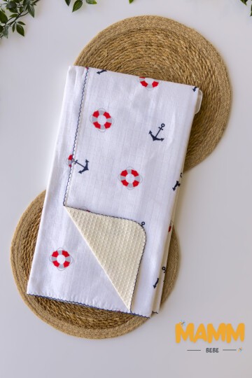 PİKELİ MÜSLİN BEBEK BATTANİYE DENİZCİ 100*100 CM