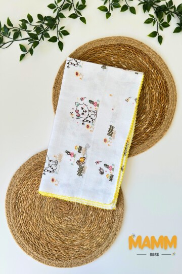 TEK KATLI KEDİCİK DESENLİ MÜSLİN BATTANİYE 80*90 CM