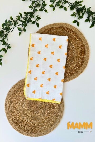 TEK KATLI SARI MC DESENLİ MÜSLİN BATTANİYE 80*90 CM