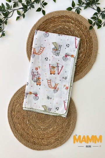 TEK KATLI KAYDIRAK DESENLİ MÜSLİN BATTANİYE 80*90 CM