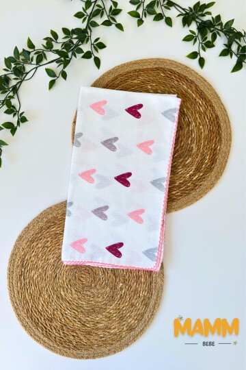 TEK KATLI KALP DESENLİ MÜSLİN BATTANİYE 80*90 CM