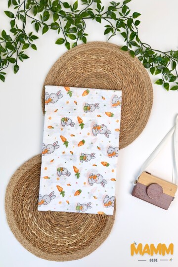 TEK KATLI TAVŞAN DESENLİ MÜSLİN BATTANİYE 80*90 CM