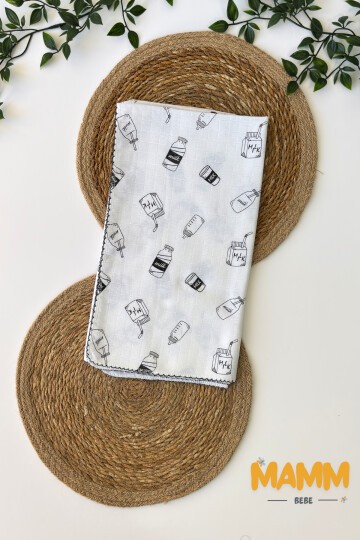 TEK KATLI MİLK DESENLİ MÜSLİN BATTANİYE 80*90 CM