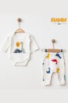 0-9 AY 2Lİ DİNO DESENLİ KOLLU TAKIM BEYAZ