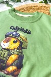 9-36 AY ÇİZGİLİ PANTOLON CAPYBARA BASKILI ÇORAP BERELİ TAKIM YEŞİL