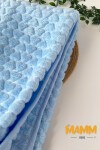 PELUŞ KALP BASKILI BATTANİYE 100*120 CM MAVİ